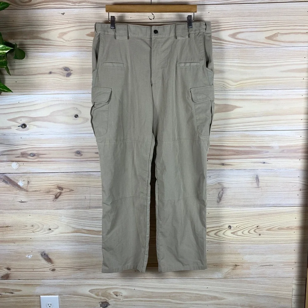 5.11 Tactical Series Cargo Pants Mens 36x32 Tan Ripstop Multi-Pocket Workwear